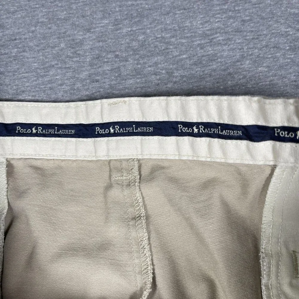 Polo Ralph Lauren Chino Pants Mens 35x29 Beige Polo Chino Cotton Classic Pleated